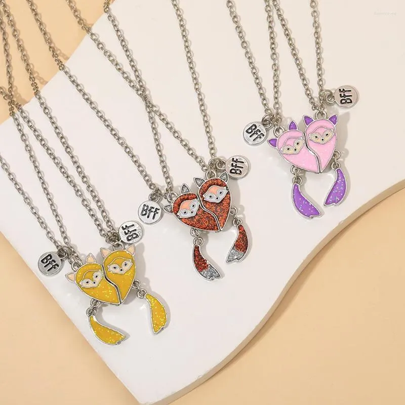Naszyjniki wiszące 2pcs/set kreskówka mała kształt łańcuch przyjaciele Naszyjnik BFF Przyjaźń dla dzieci Prezent biżuterii dla dziewcząt kobiety