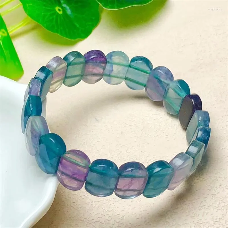 Brazalete de fluorita natural, pulsera de moda para mujer, joyería curativa, piedras preciosas, piedra de energía Reiki, regalo de vacaciones, 1 Uds., 9x12mm