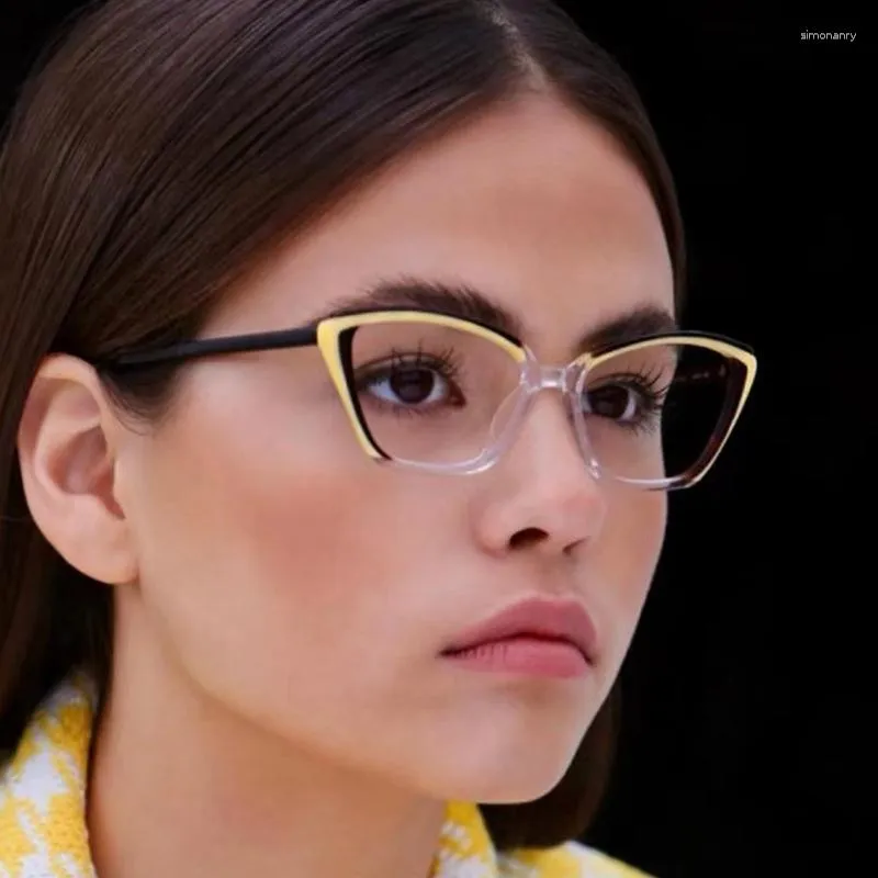 Montature per occhiali da sole Occhiali da vista Cat Eye Donna Occhiali da vista anti luce blu Fashion Designer Computer