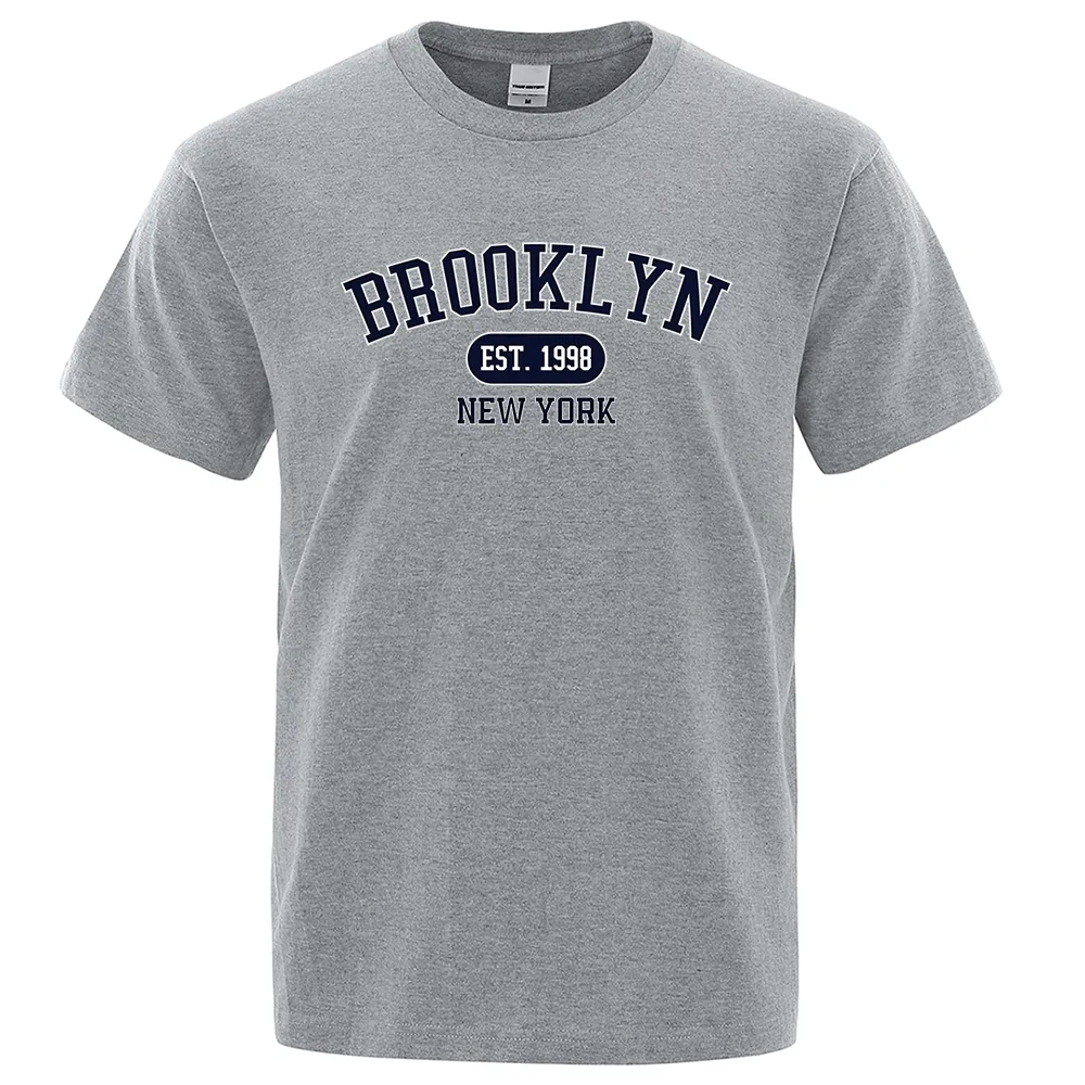 Brooklyn Est.1998 New York Letter T Shirts Man Casual Crewneck Streetwear Breathable Fashion Summer Tops Cotton Loose T-Shirts