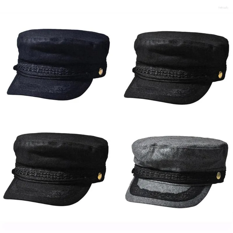 Berets Women Lady Fashion Cotton Lace Combat Army Military Button Classic Caps Hats HATBD0502