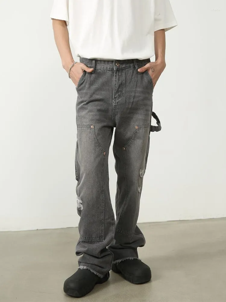 Herren Jeans Herren Holzfällerhose Overalls Gerade Streetwear Übergroße Retro Baggy Cargo Lose Freizeithose