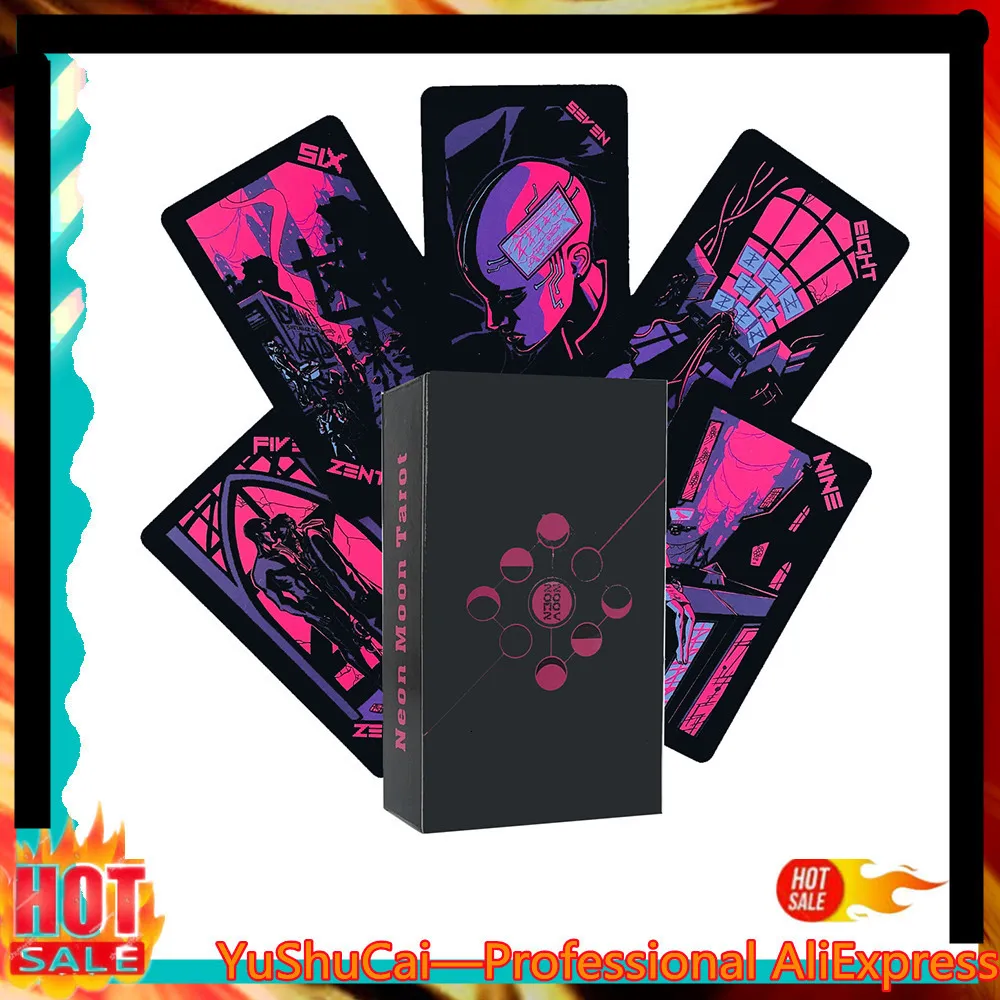 Lunalight Deck: Pocket Tarot Cards 78 Card Neon Moon Set For Divination ...