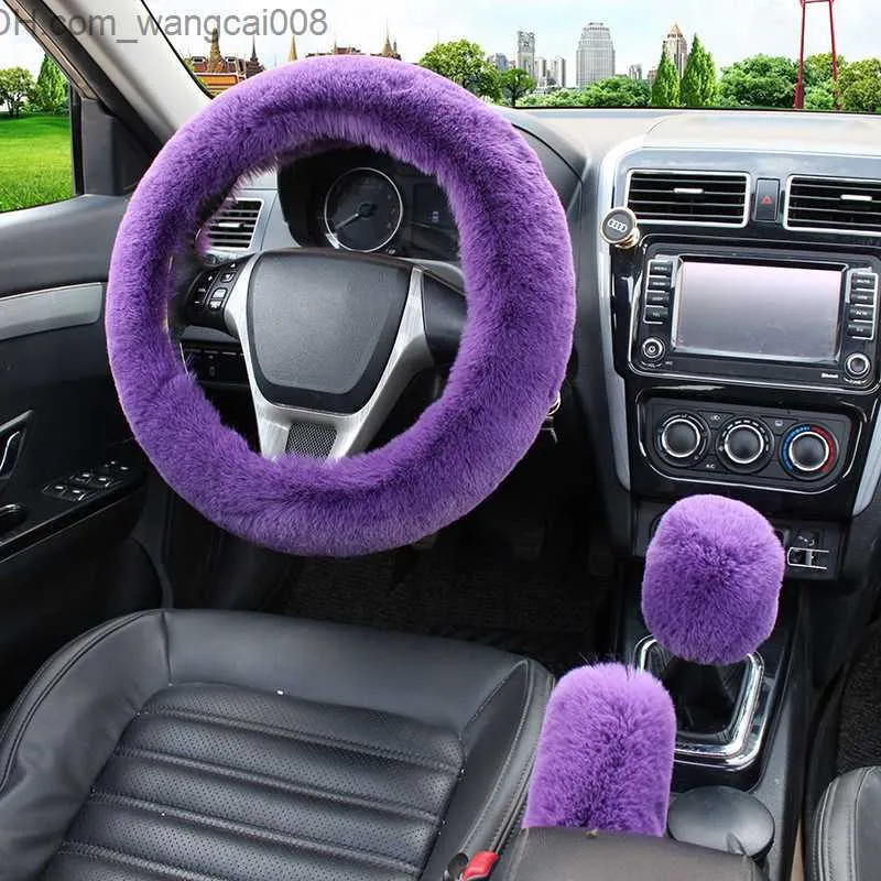 Winter Plush Fluffy Steering Wheel Cover Imitated Rabbit Fur