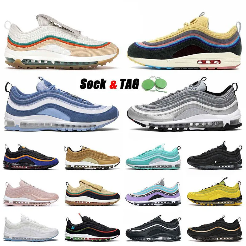 97 OG 97S Running Shoes Mens Womens Silver Bullet Satan غير مهزوم أبيض ثلاثي Black Sean Witherspoon Golf NRG Gold Gold London Summer of Love