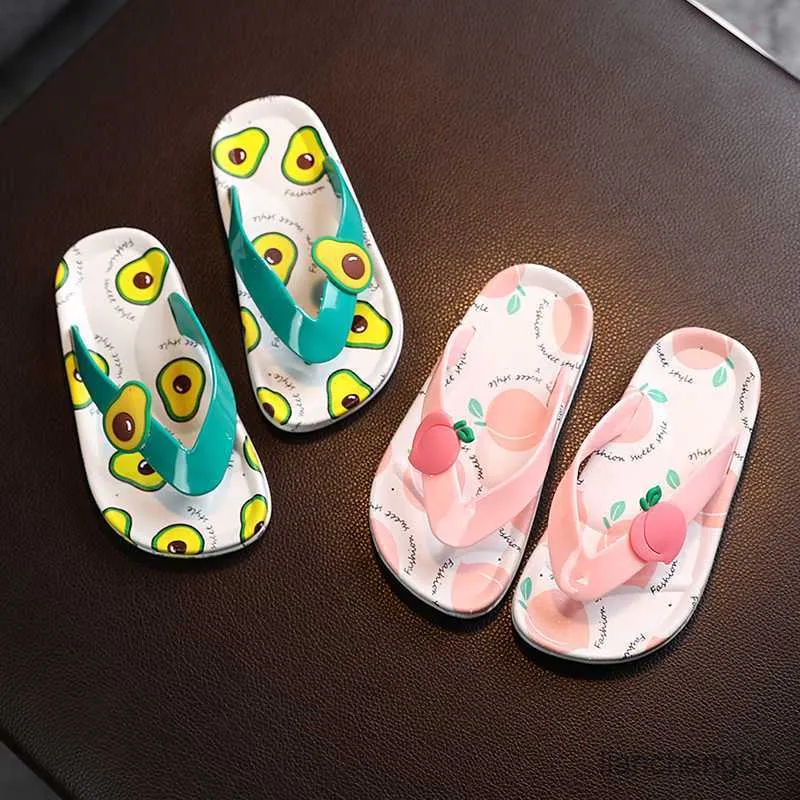 Сколпенок мультфильм фруктов Flip Kids Summer New Children Slippers Mabon Girls Beary Shount