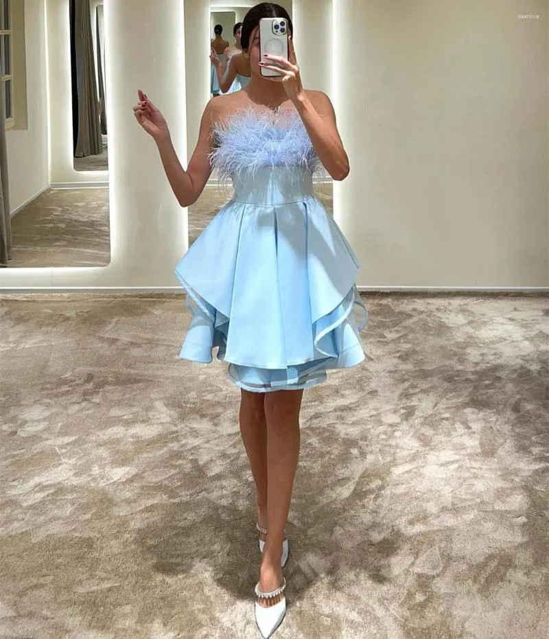 Party Dresses Fashionvane 2024 Homecoming Feathers Strapless Luxury Girls'  Wear Graduation Ruched Satin Floor-Length Prom Gowns from Dhgate Urban Sexy  Dresses - price 120.79