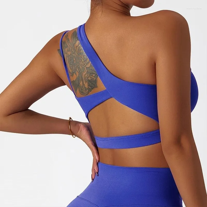 Wireless One Shoulder Yoga Athletic Bras With Removable Pad Medium Support  For Gym Workout And Womens Fitness Outfit From Moveupstore, $12.77