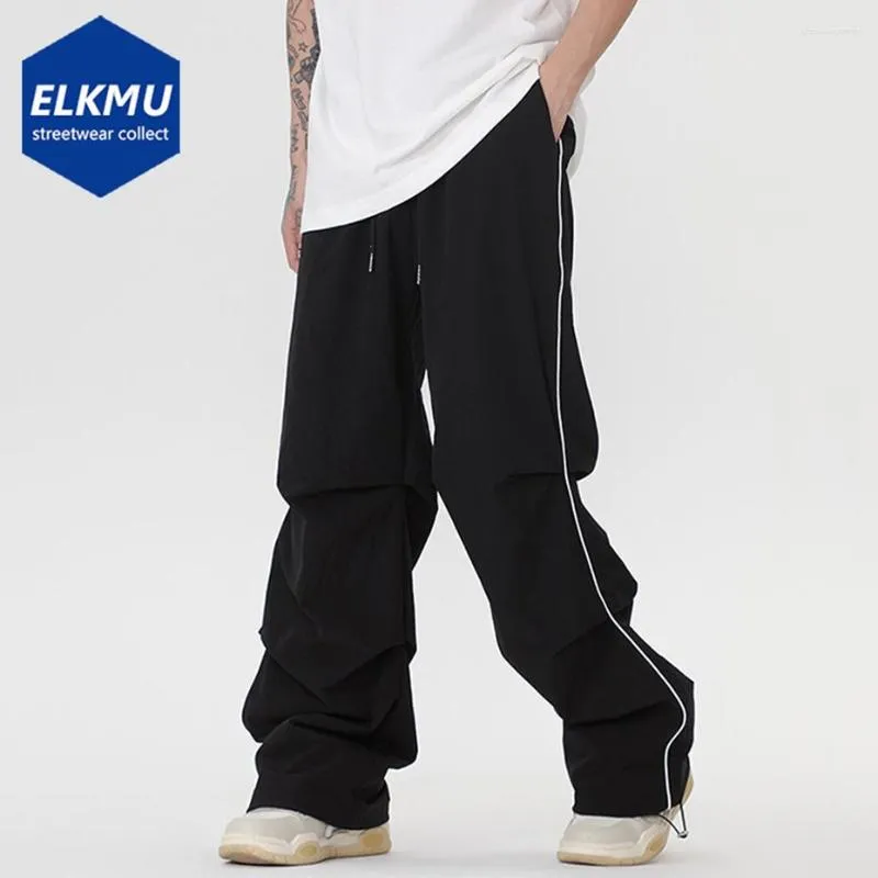 Pantalons pour hommes Hip Hop Streetwear hommes pantalons de jogging amples plissés Harajuku Y2K pantalons de survêtement noir kaki