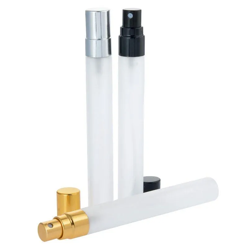 スプレー香料ポンプ付きのフロスト10mlミニ補充可能な香水ボトル空の化粧品コンテナスプレーアトマイザーチューブCVHFG