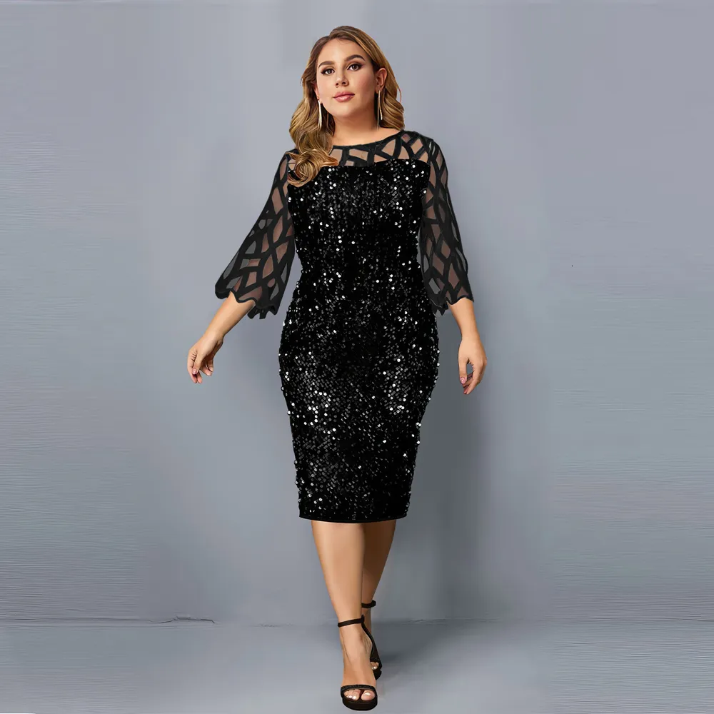 knee length dresses for ladies Elegant Spaghetti Strap Midi Sequined Dress Women Sexy Prom Evening Bo –  formalgowns main image 1