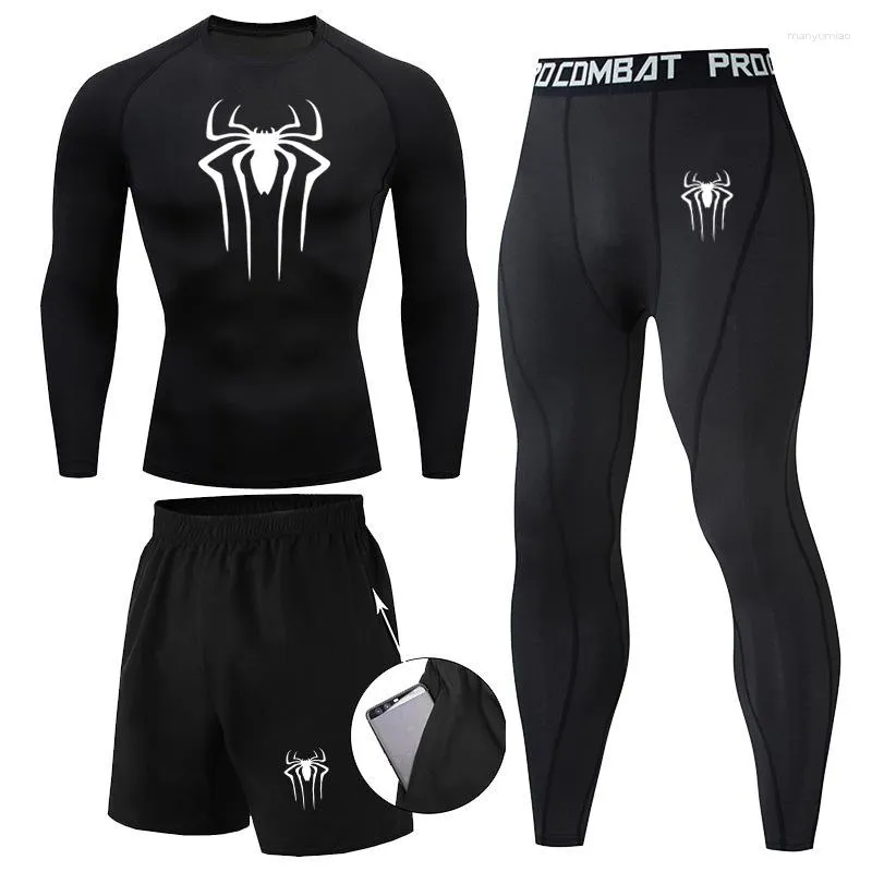 Hommes Survêtements Hommes 3Pc Ensemble Hiver Sous-Vêtements Thermiques Compression Sport Costume Long Johns Vêtements Courir Survêtement Porter Exercice Entraînement