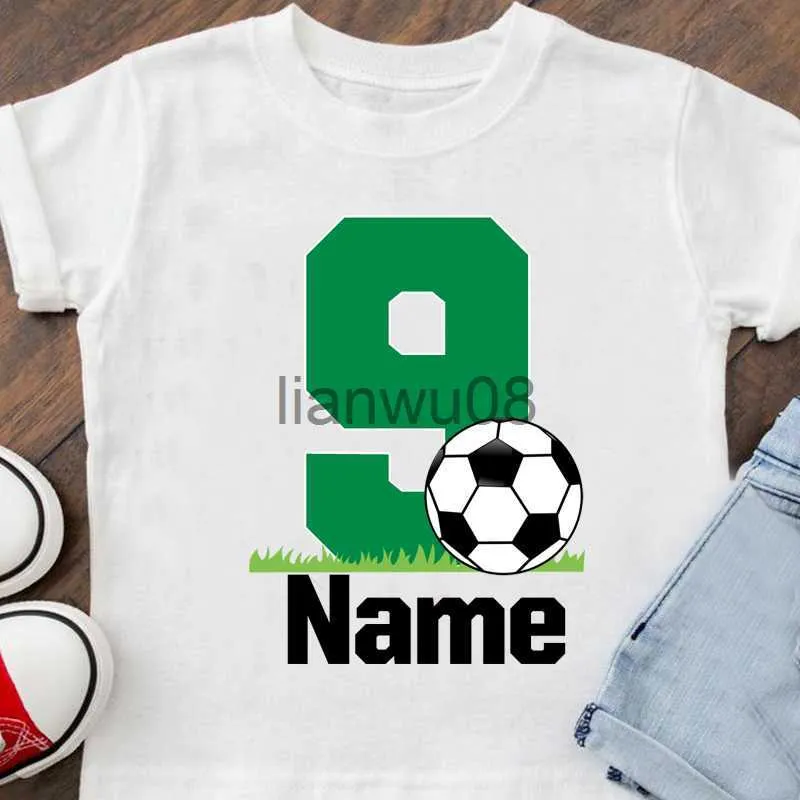 T-shirt Famiglia t shirt calcio compleanno nome personalizzato design Maglie calcio Maglie bambini Ragazzo papà mamma Maglie calcio Tshirt calcio x0719