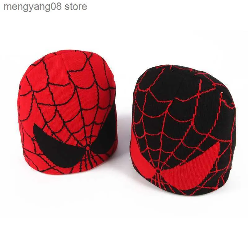 Gorro/bonés de caveira novo desenho animado aranha chapéu bordado masculino inverno outono quente gorro de malha gorro de lã macia skullies bonés meninos presentes t230719