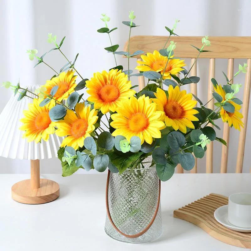 Decorative Flowers Simulated Sunflower Wave Ball Bouquet Table Decoration