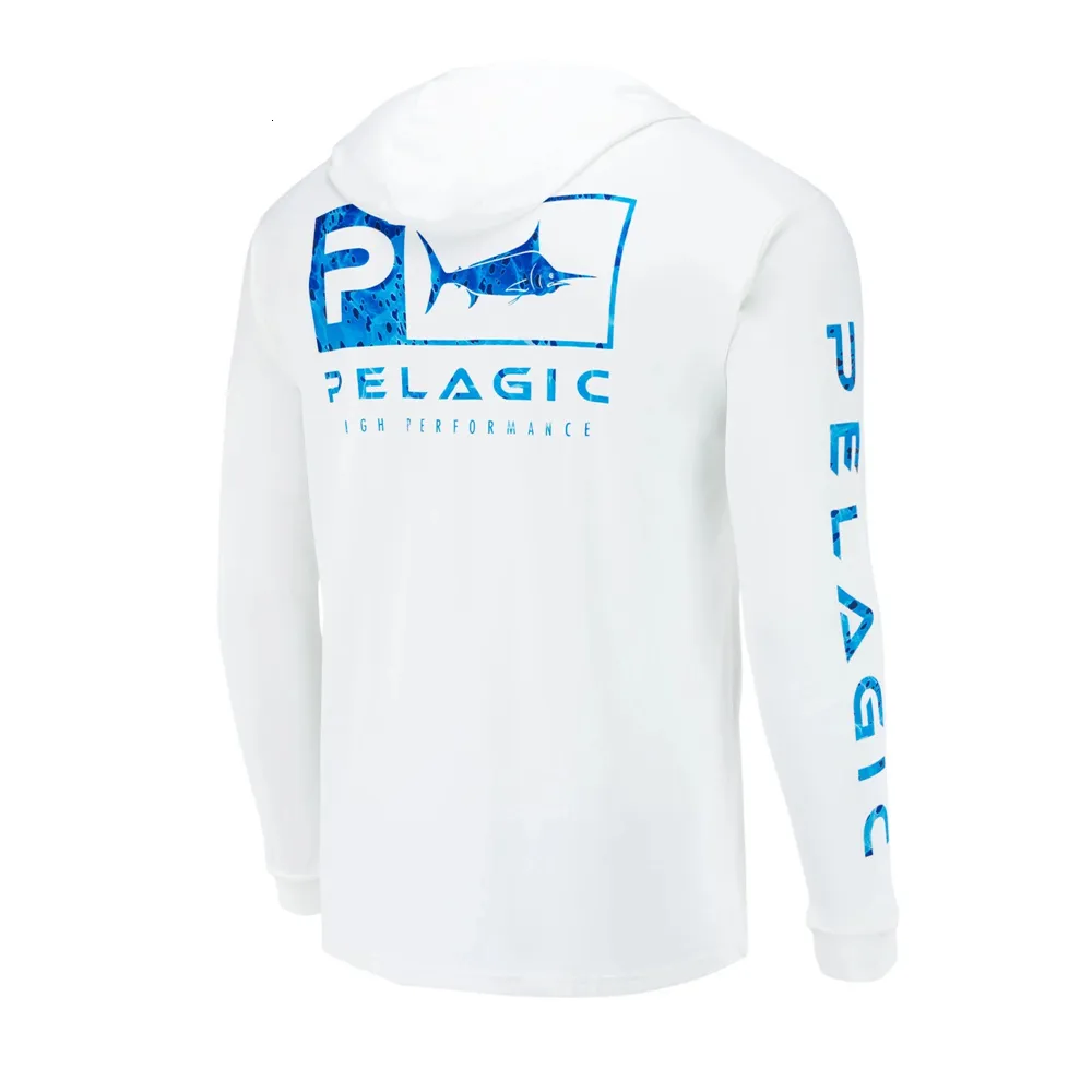 Utomhus T-shirts Pelagic Gear Fishing Apparel Summer Outdoor Men Långärm T-skjorta Fiskskjorta Sol Protection Breattable Hooded Angling Clothing 230718