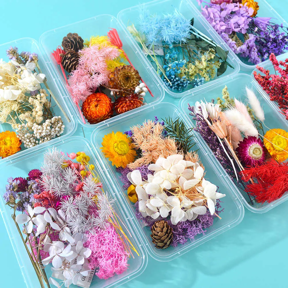 INTODIY Hot Sell Pressed Dry Flowers Naturl Mixed Random Dried Flower For DIY Epoxy Resin Craft Nail Art Materials