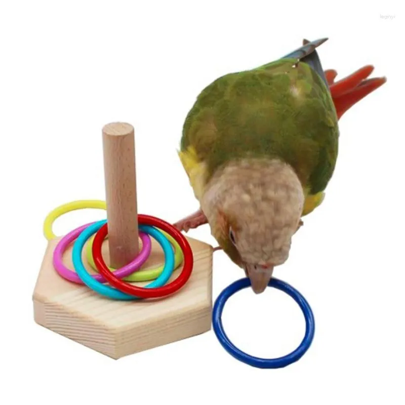 Overige vogelbenodigdheden 1 set Houten platform Stapelringen Speelgoed Huisdier Intelligentietraining Educatief speelgoed Papegaai Interactieve puzzels Cadeaus voor