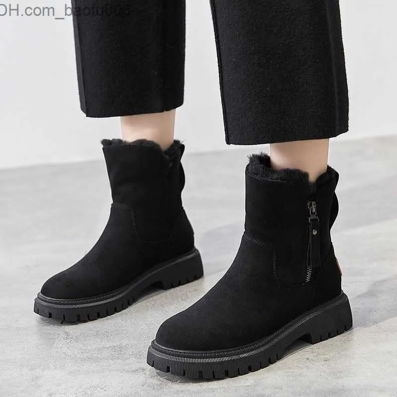 Buty zimowe buty śniegu 2022 Nowy trend kobiet dodaje aksamit do rur zagęszczający ciepłe bawełniane buty futra integracja swobodna moda styl damski Z230720