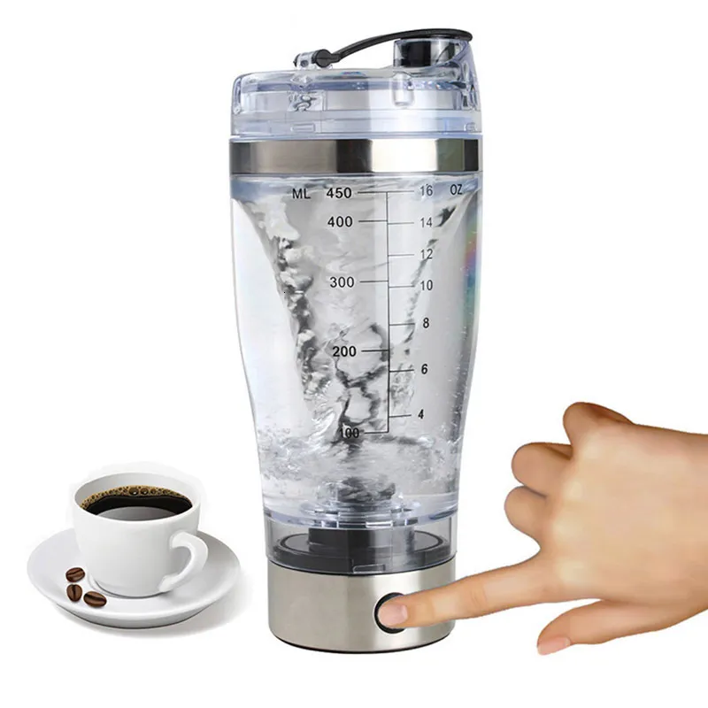 Bottiglie d'acqua Mini USB 450ml Elettrico Automatico Protein Shaker Movimento portatile Miscelatore Vortex Tornado BPA Free My Water Bottle 230718