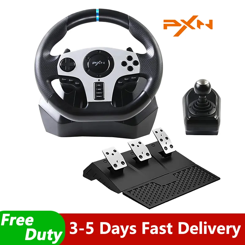 PXN-V9 Racing Gaming Steering Wheel Pedals Kit , Bus Driving Simulator for  Xbox