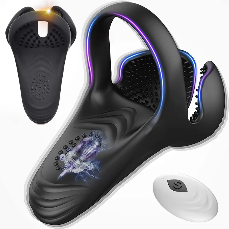 Vibromasseurs Coq vibrant à distance Cock ring sex toy adapté aux couples masculins retardant les rapports sexuels virginité Scrotum test masseur vibrateur 230719