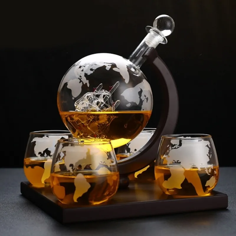 Vinglas med whiskyglas och flaskan set Creative Globe Wine Container Vodka Home Office Decorations Bar Lead Free 230719