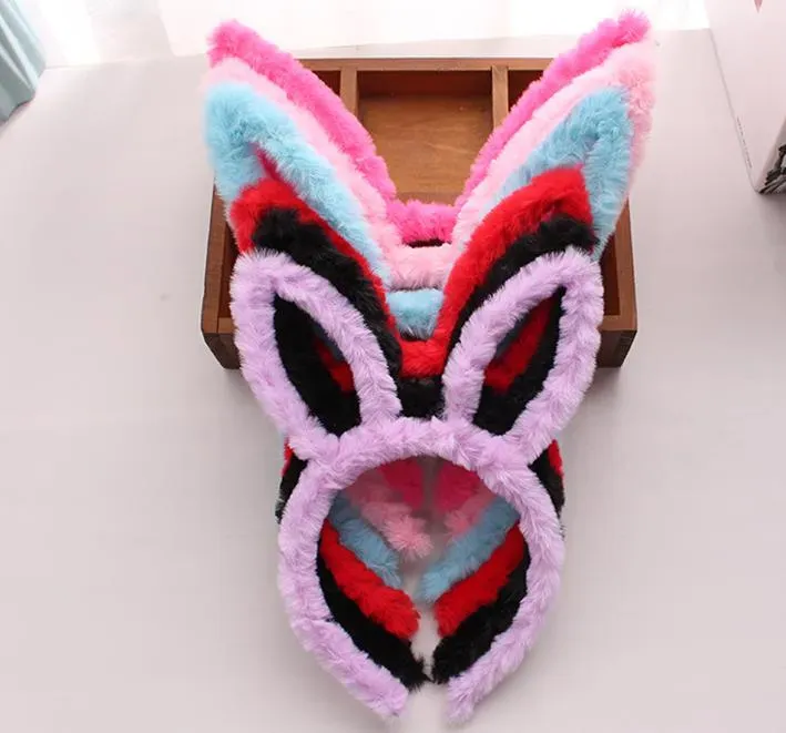 Kids Easter Bunny Rabbit Ears Cosplay Headband Child Adult Soft Furry Plush Hair Band Party Led Glow Headwear Event favors customi5996677