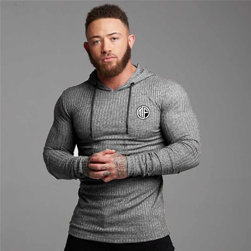 Camisolas masculinas Nova marca outono e primavera Moda casual com capuz Slim Fit Esportes Pulôver treino Ginásio Camisolas de malha Pull Homme L230719