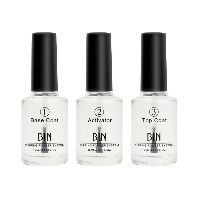 Gel de unhas 3 peças/conjunto 15mL de pó impregnado com cor de unha Kit inicial de polimento Pro fundo ativador de revestimento superior 230718