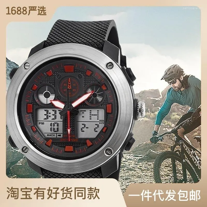 Wristwatches Steel Ring Large Dial Sports Watch Multi-function Waterproof Reminder Timing Electronic Free Delivery Reloj Hombre