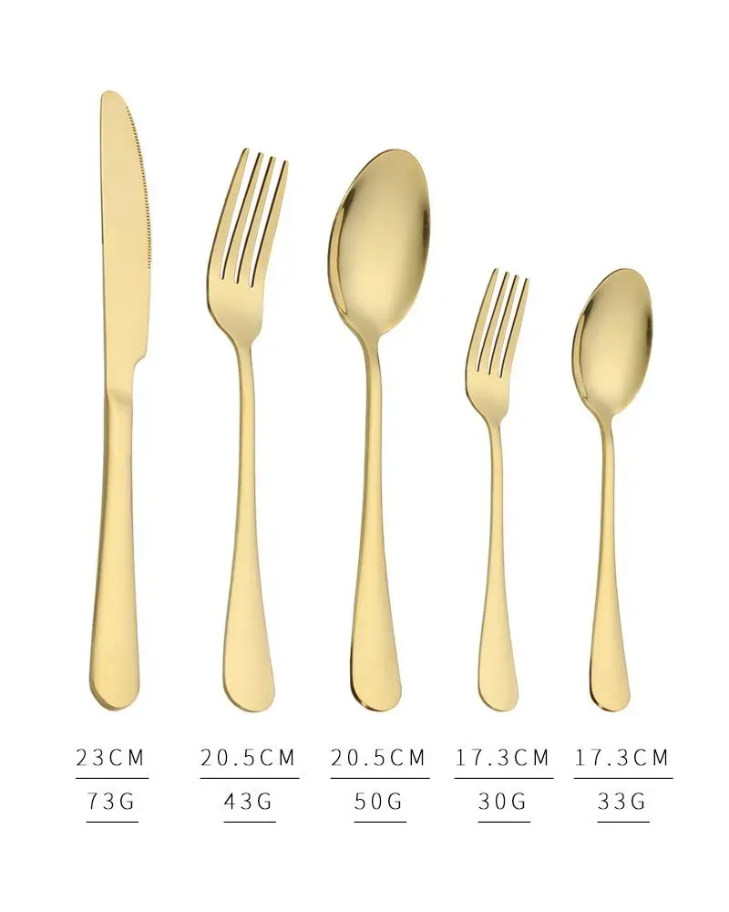 Gold silver stainless steel flatware set food grade silverware cutlery set utensils include knife fork spoon teaspoon