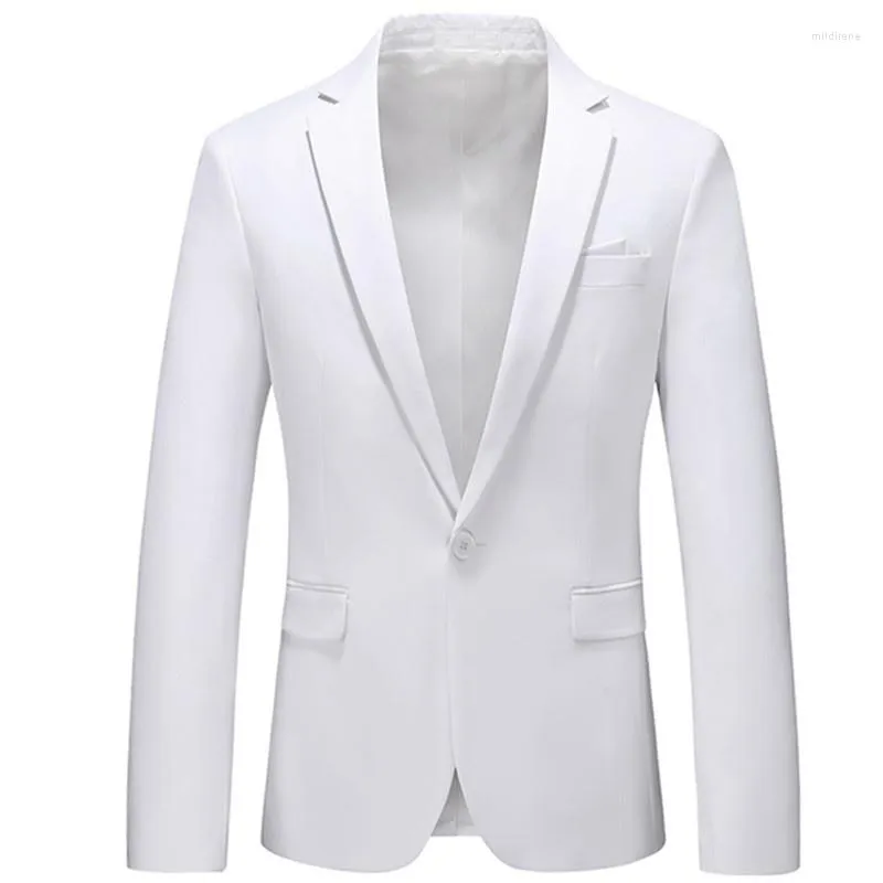 Abiti da uomo 2023 Blazer da lavoro Primavera Autunno Cappotto formale Moda maschile Tinta unita Manica lunga Risvolto Abito aderente Giacca