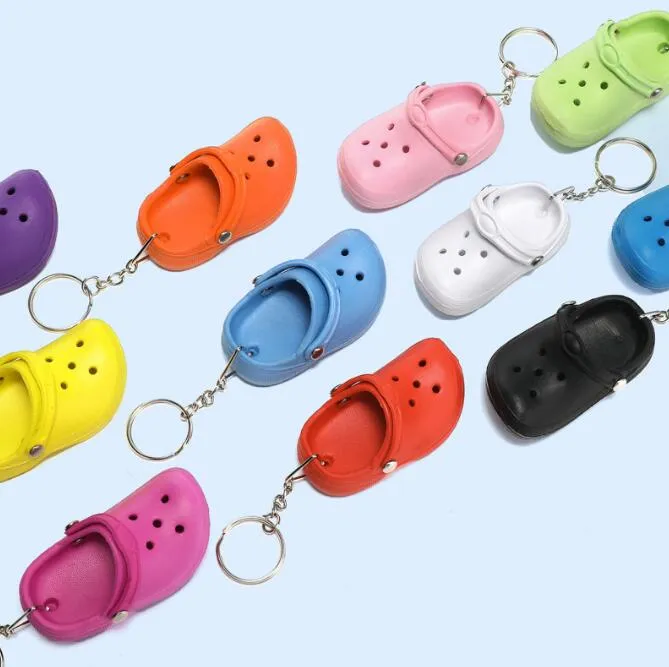 3D Mini Shoe Keychain EVA Shoes Srocs Key Chain Clog Sandal Party Favors Keychains Cute EVA Plastic Foam Hole Sandals Slippers Keyring