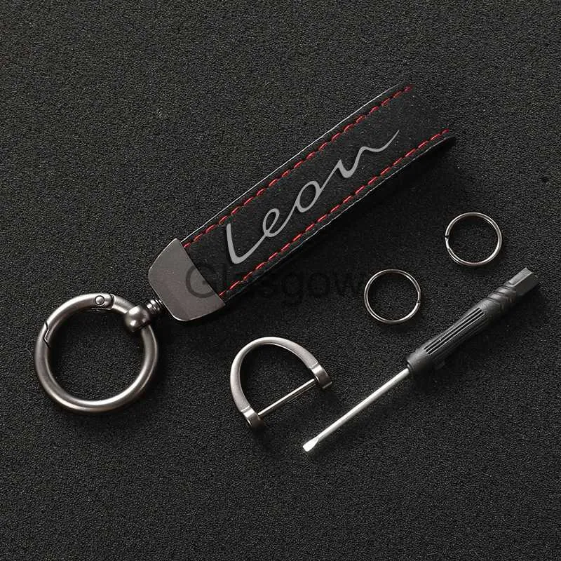 Ключ автомобиля Высококачественный замша Leathe Leath Leon KeyChain Кольцо для сиденья Leon Mk1 Mk2 Mk3 1 2 3 1m 1p 5f 19992015 2016 2017 2018 2019 2021 Car x0718 x0721 x0721