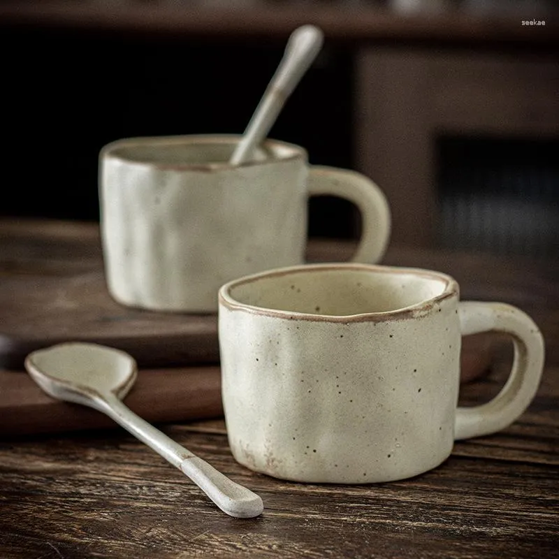 Tazze Tazza da caffè in ceramica giapponese fatta a mano in stile retrò