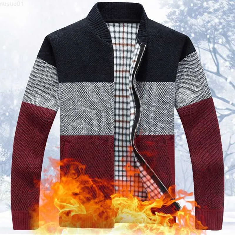 Męskie swetry zimowe męskie polar Grubszy sweter połowa zamka błyskawicznego ciepła pullover jakość męskiej szczupłej dzianiny kurtki wełniane męskie kardigan L230719