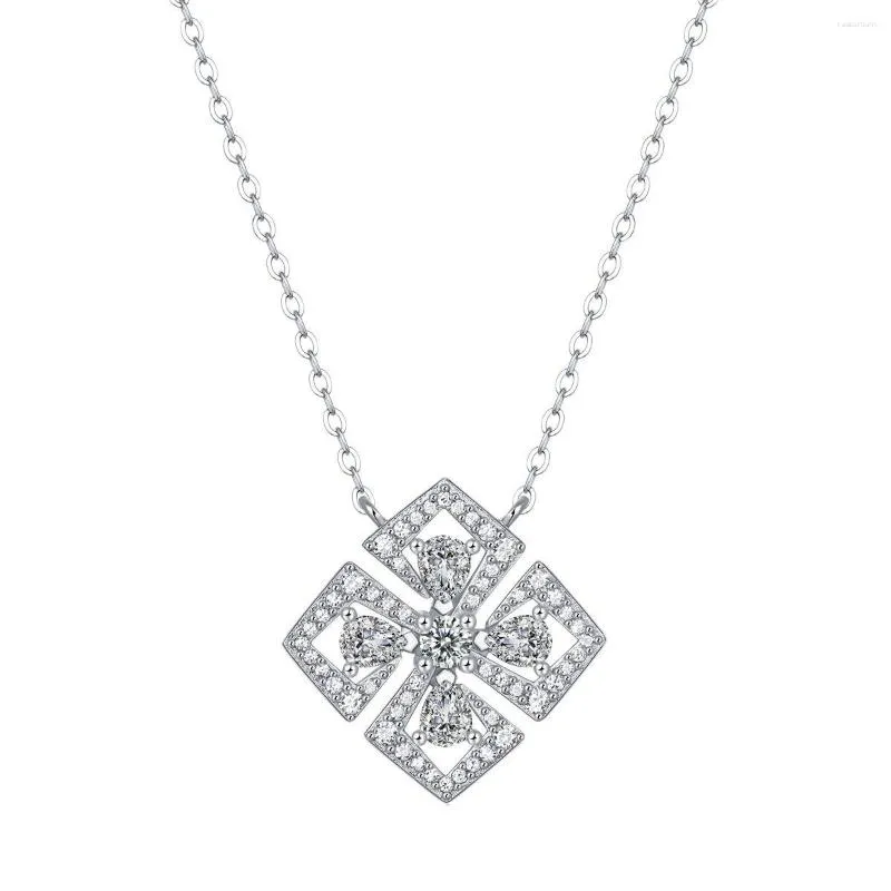 Chaînes Mousseux 1.2ct Moissanite Pendentif 925 Bijoux En Argent Certifié Original Élégant Femmes Collier Saint Valentin Cadeau Petite Amie