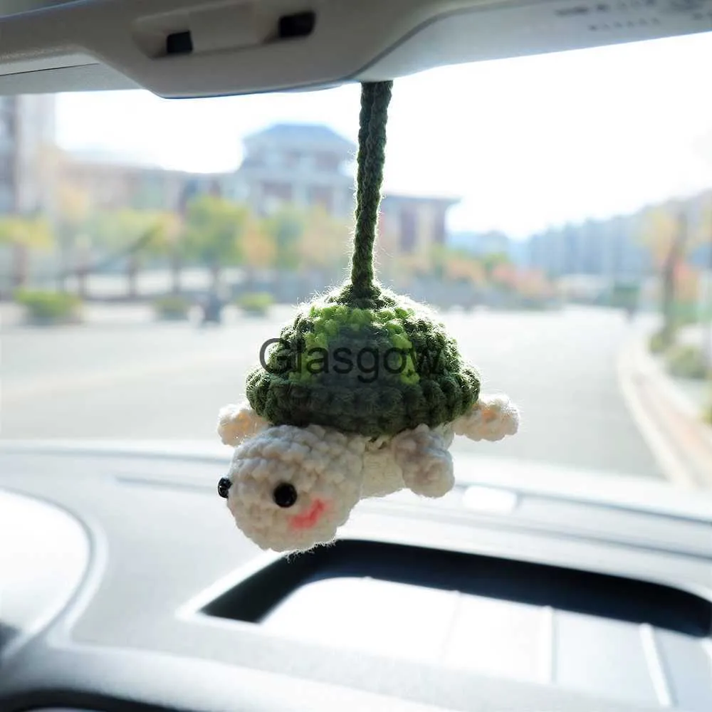 Interior Decorations Crochet Sea Turtle Car Mirror Accessory Cute Mini Turtle Car Rear View Mirror Hanging Accessories Car Interior Decoration x0718