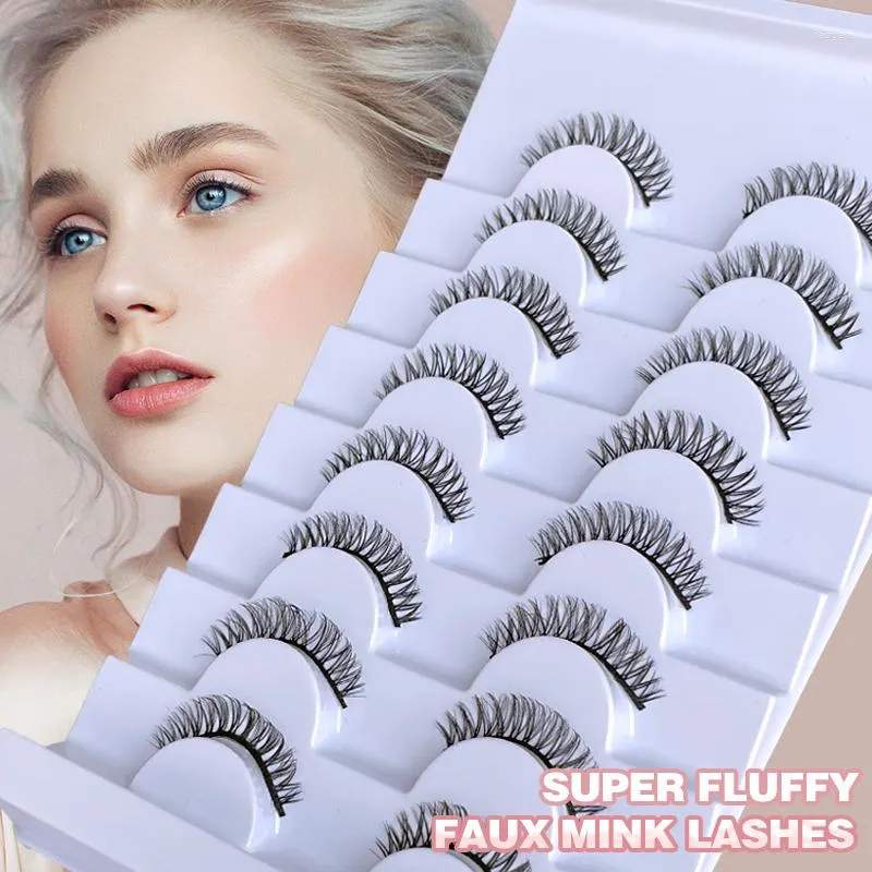 Valse wimpers Devoservice Russian Strip Lashes 8 Pairs Fluffy Mink 3D DD Curl Fake Makeup