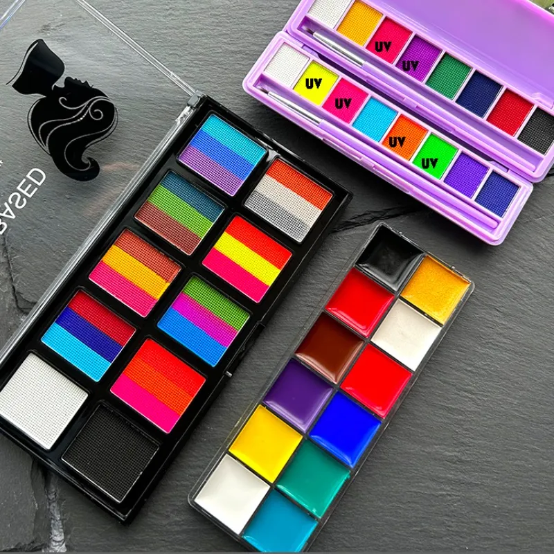 Body Paint Tattoo Art Palette Makeup Multicolor Face Body Painting Kit Christmas Halloween Gift Vitality Party Child Safe Non-toxic Flash 230718
