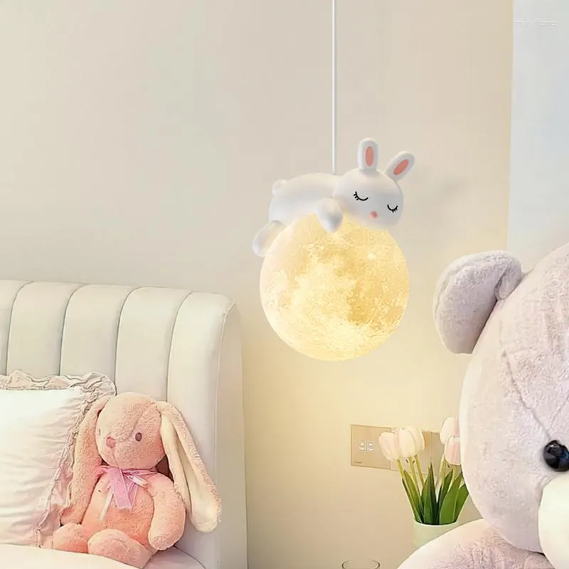 Luminárias pendentes abajur moderno bola de lua de urso crianças quarto corredor entrada luminárias decoração lustre iluminação