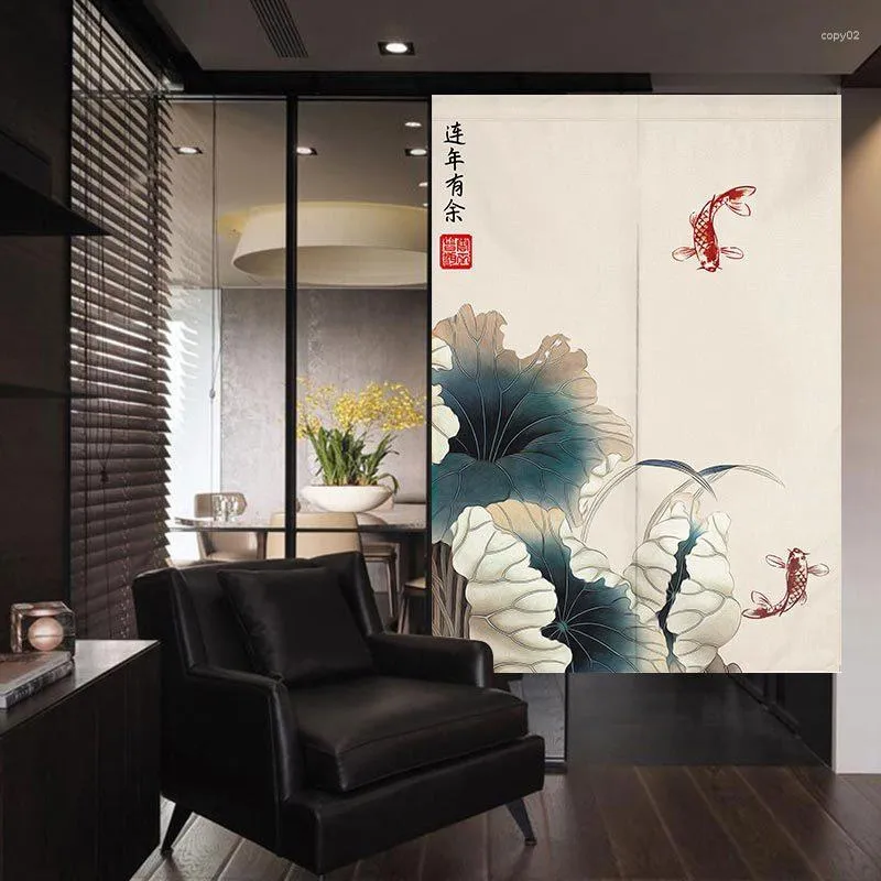 Cortina chinesa porta banheiro Feng Shui quarto decorativo japonês Noren