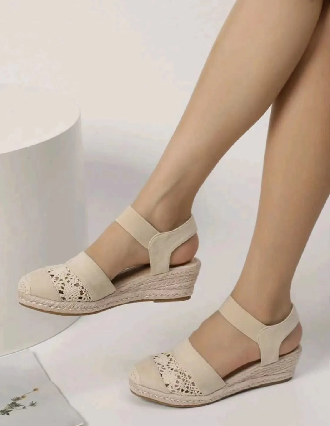 Sandal S Kama Heel Espadriller Hafif Rahat Kapalı Toe Slingback Ayakkabıları Yaz 230718