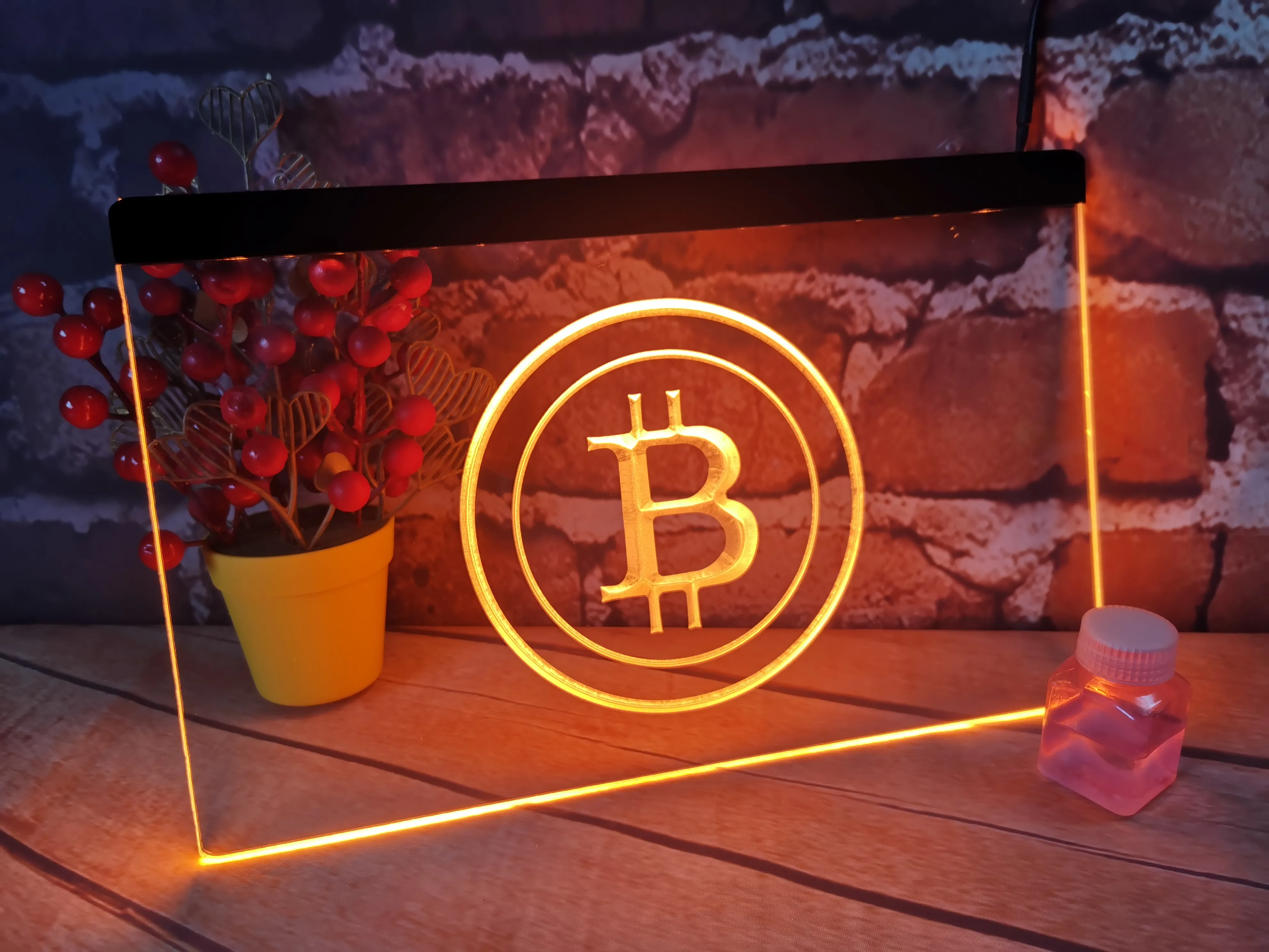 BTC Bitcoin Beer Bar Pub Club 3D -skyltar ledde Neon Light Sign Retail och grossist