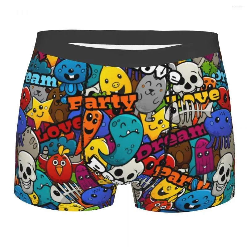 Calzoncillos para hombre Dream Graffiti Art ropa interior calavera novedad Boxer calzoncillos cortos bragas masculinas transpirables de talla grande