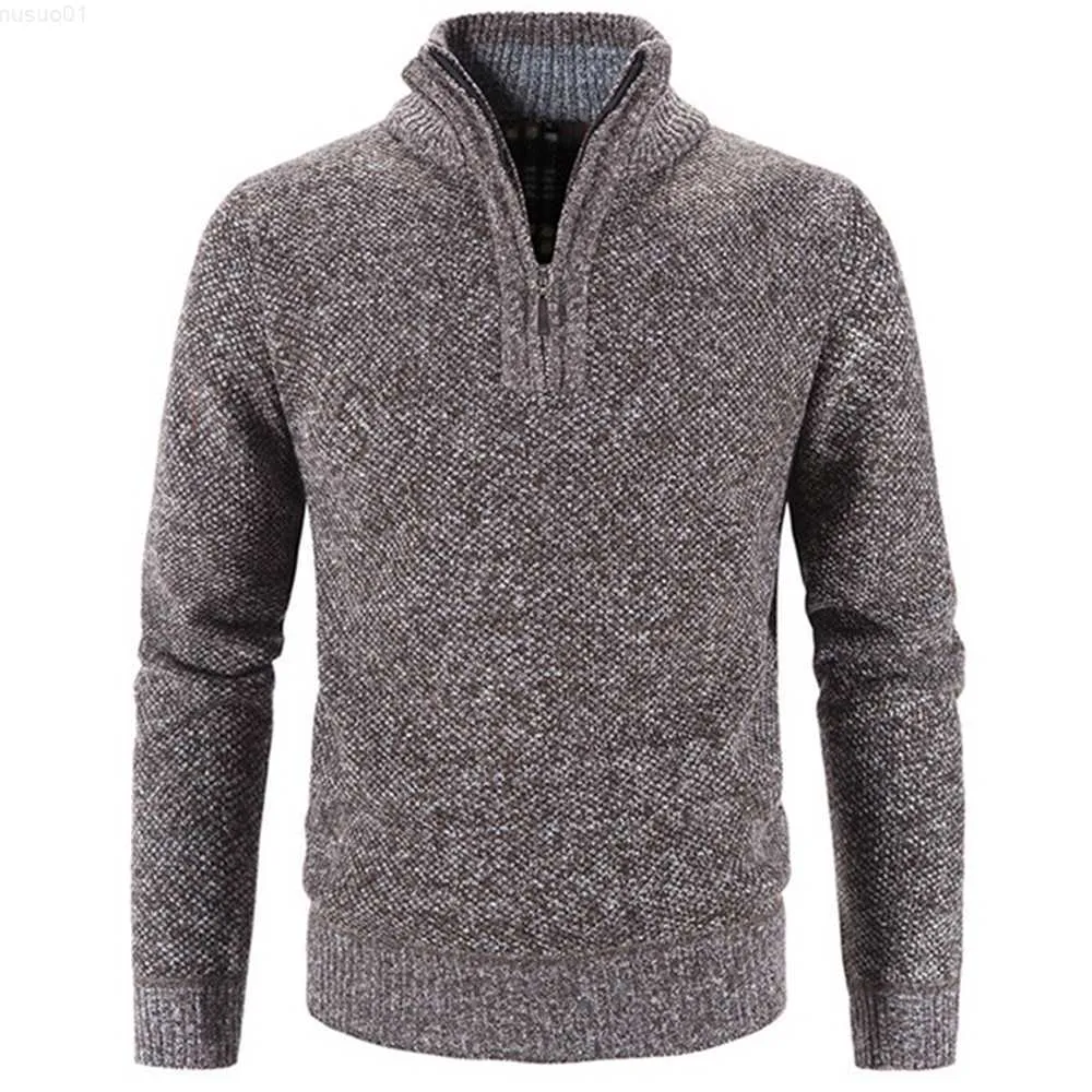 Мужские свитера 2023 Весна Новая половина молнии водолазки теплый пуловер мужчины