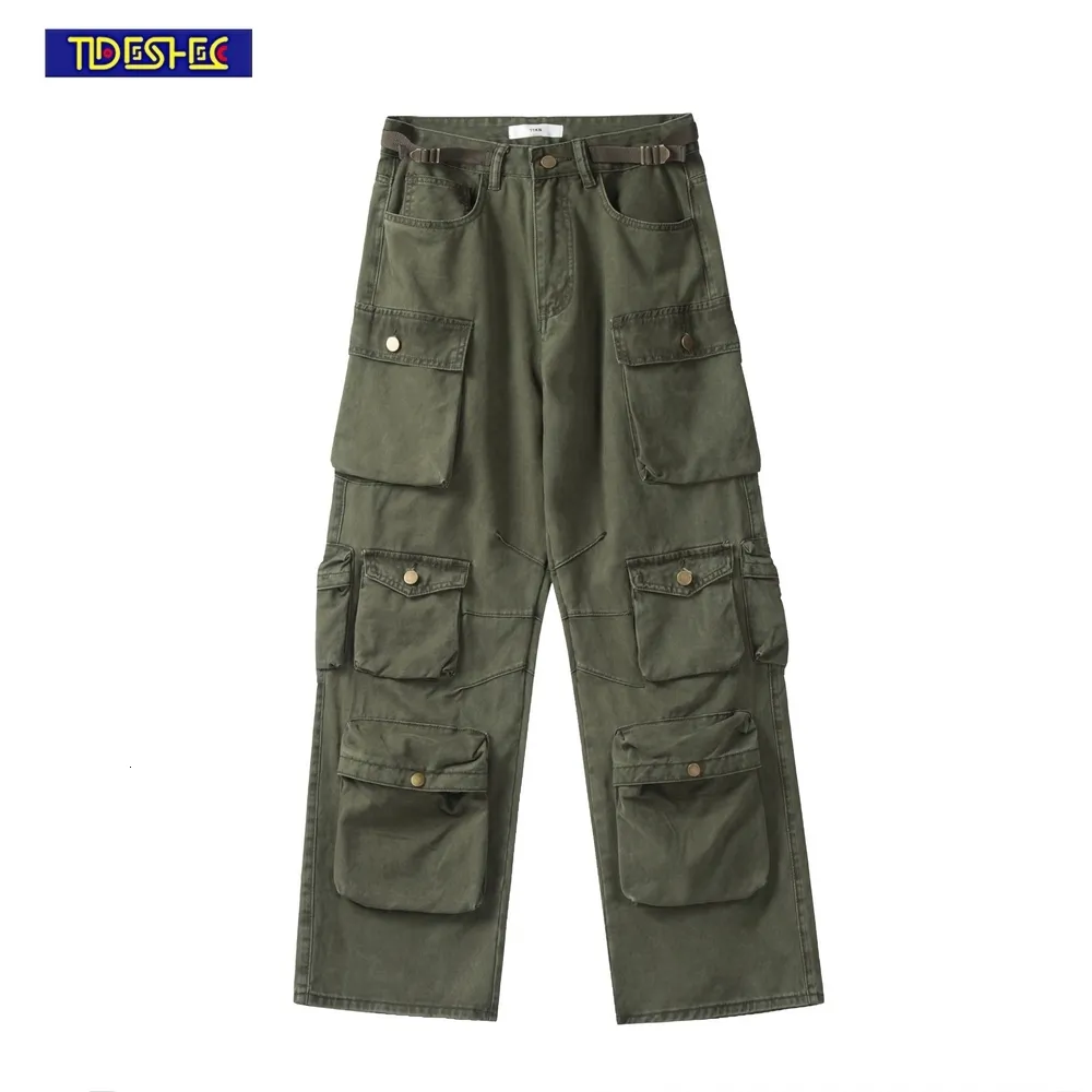 Pantalons pour hommes Pantalons cargo multi-poches à jambes larges pour hommes Pantalons de survêtement Pantalons de designer décontractés pour hommes Pantalons Hip Hop Streetwear Hommes 230718