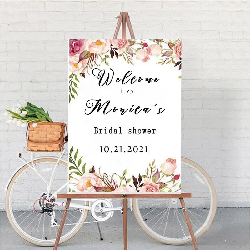 Decorazione per feste Personalizzata Welcome To Bachelor Bridal Shower Sign PERSONALIZZATA Lettera portoghese francese Modello VERDE VIOLA