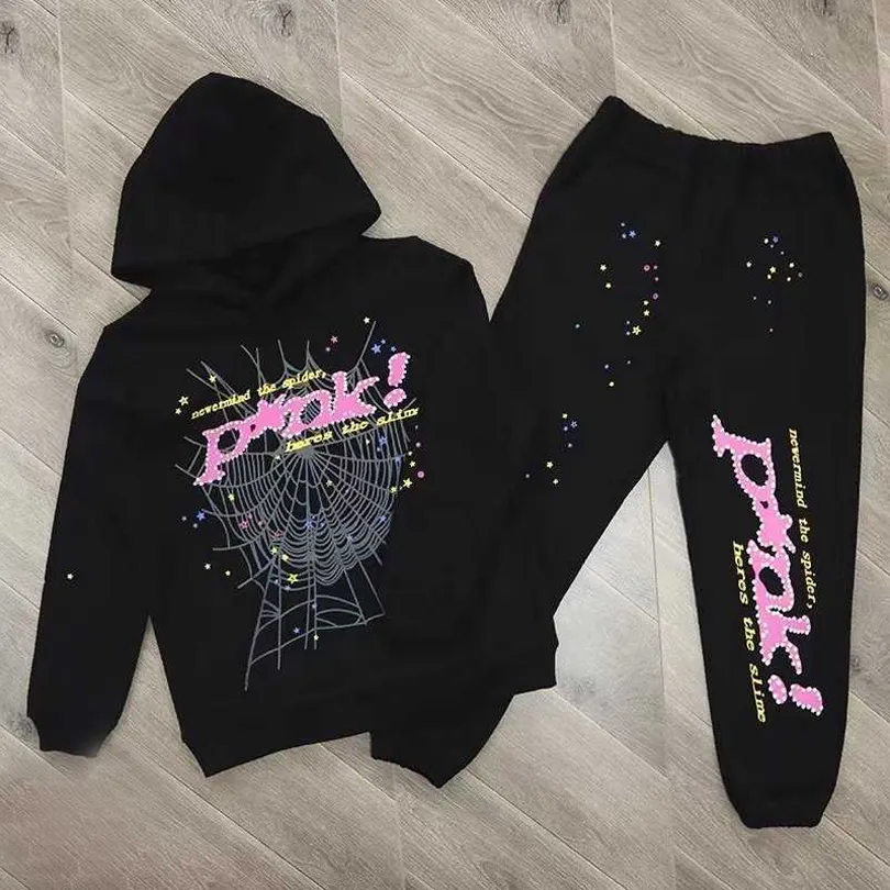 Erkek Hoodie Sweatshirt Siyah Kahverengi Örümcek Kapüşonlu Sweatshirt Gerçek Fotoğraf Takip Örümcek Web Sulağı SP5der 5555555 Sweetpants Set Tasarımcı Erkek Kız Kith Hoodies